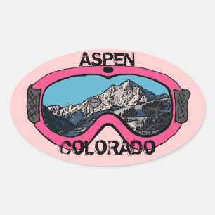 Aspen Colorado rosa snö gogglar Ovalt Klistermärke