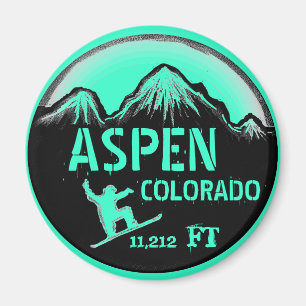 Aspen Colorado sea grönt snowboard art magnet