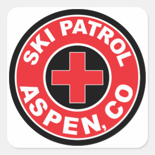 ASPEN COLORADO SKI PATROL MOUNTAINS SKIING LOGOTYP FYRKANTIGT KLISTERMÄRKE