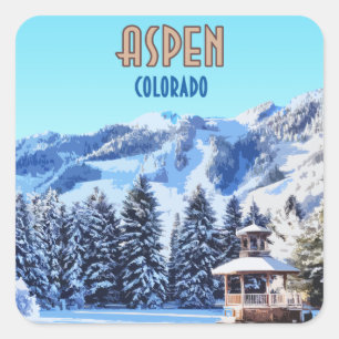 Aspen Colorado Ski Resort Mountains Fyrkantigt Klistermärke