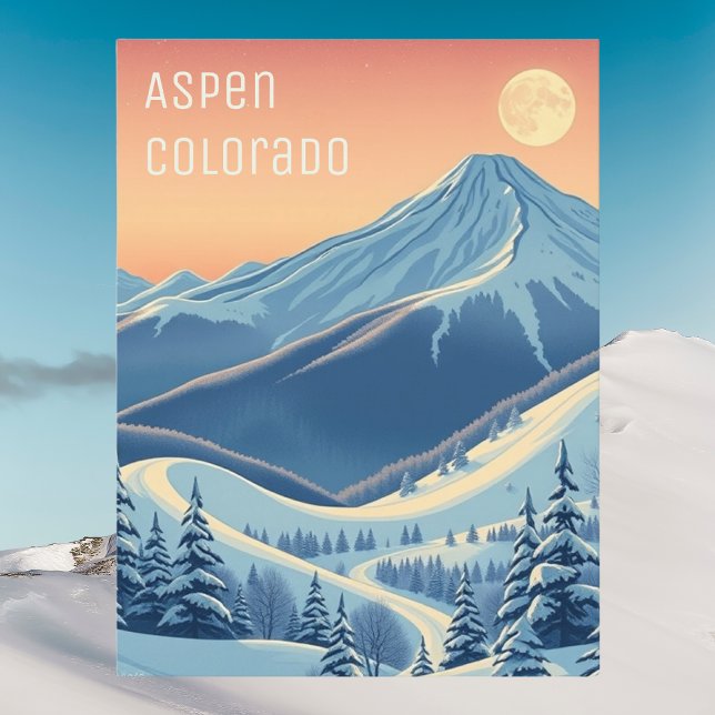 Aspen Colorado Ski-semestermodernt vykort (Skapare uppladdad)
