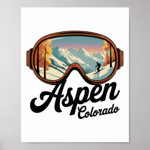 Aspen Colorado skidglasögon - Retro skidåkningssou Poster