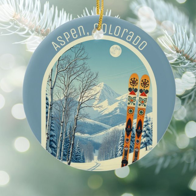 Aspen Colorado skidminne  Julgransprydnad Keramik (Skapare uppladdad)