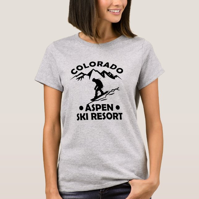 Aspen Colorado-skidorten T Shirt (Framsida)