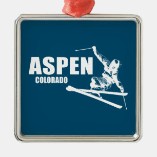 Aspen Colorado Skier Julgransprydnad Metall