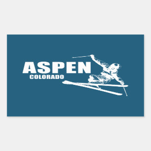Aspen Colorado Skier Rektangulärt Klistermärke