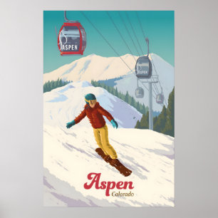 Aspen Colorado Snowboard Reseskylt Poster