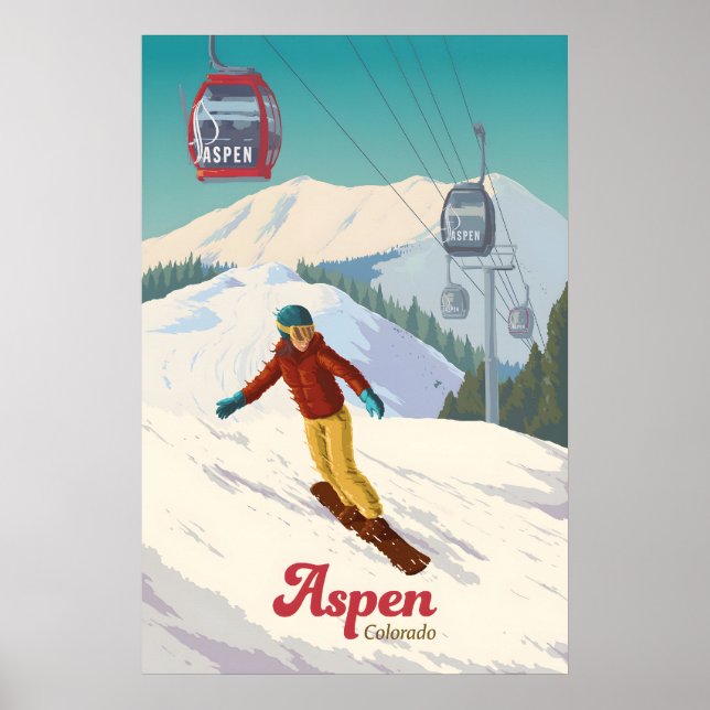 Aspen Colorado Snowboard Reseskylt Poster (Framsidan)