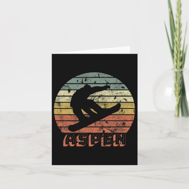 Aspen Colorado Snowboard Retro Sunset Kort (Framsida)