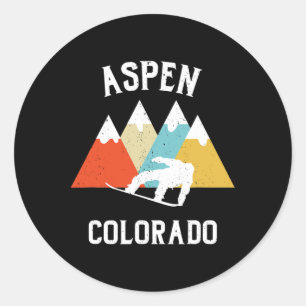 Aspen Colorado Snowboard Vacation Souvenir Runt Klistermärke