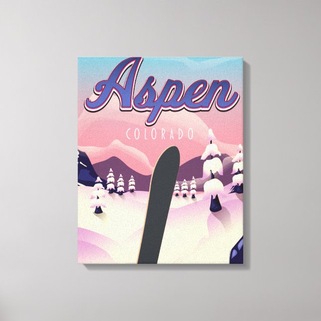 Aspen Colorado Snowboardaffisch Canvastryck (Framsida)