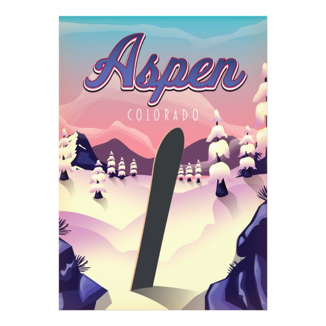 Aspen Colorado Snowboardaffisch Fototryck (Framsidan)