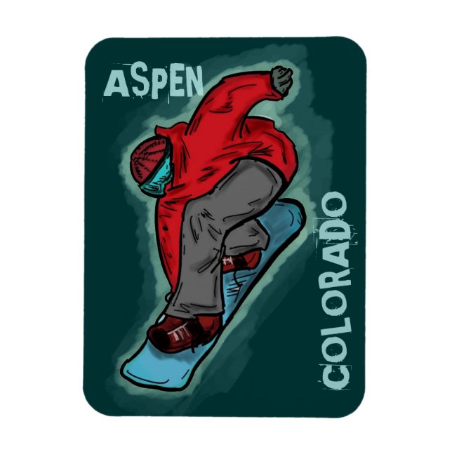 Aspen Colorado snowboarder-rektangulär magnet (Vertikal)