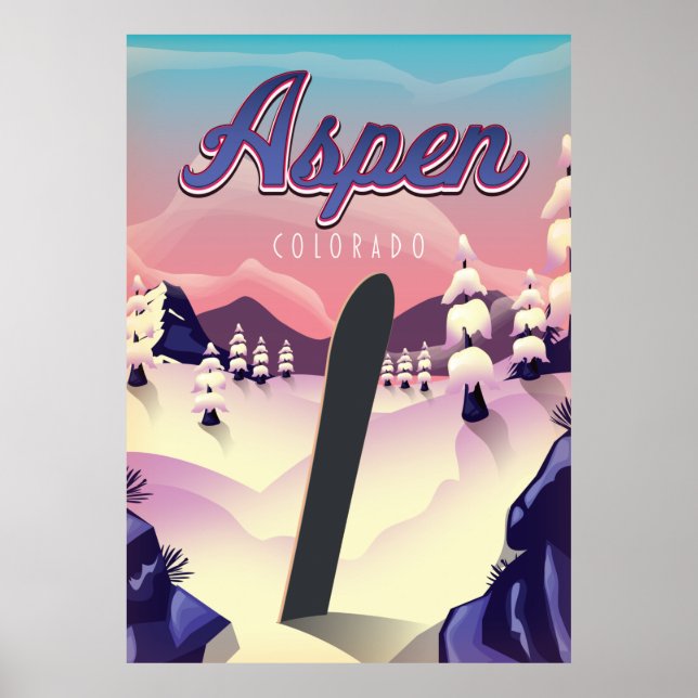 Aspen Colorado Snowboarding Poster (Framsidan)