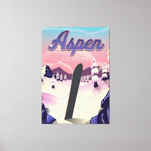 Aspen Colorado Snowboarding Poster Canvastryck (Framsida)
