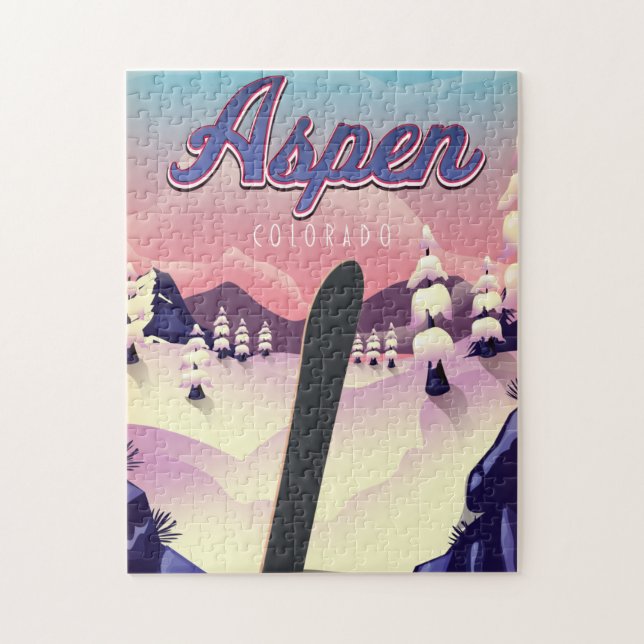 Aspen Colorado Snowboarding Poster Pussel (Vertikal)