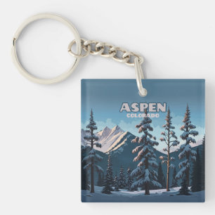 Aspen Colorado Träd Snö Bergarbergen Retro