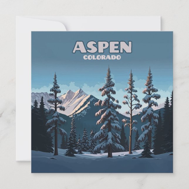 Aspen Colorado Träd Snö Bergarbergen Retro (Framsida)