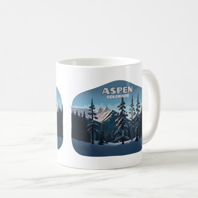 Aspen Colorado Träd Snö Bergarbergen Retro Kaffemugg (Framsida höger)