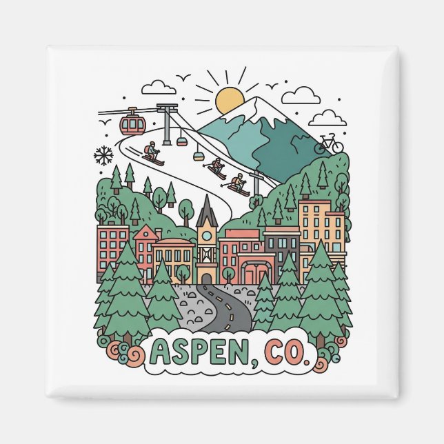 Aspen Colorado Travel Magnet (Framsidan)