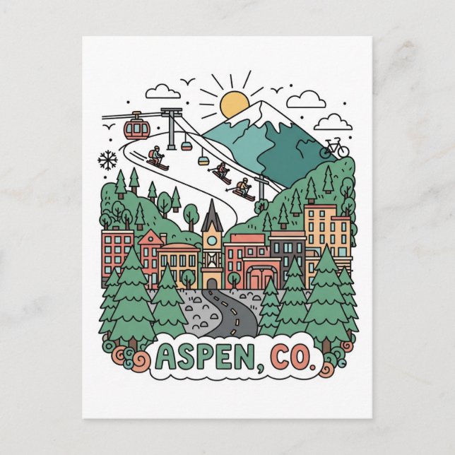 Aspen Colorado Travel Vykort (Framsida)