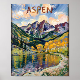Aspen Colorado Van Gogh Stil Mountain Landscape Poster