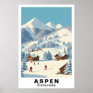 Aspen Colorado Vintage skidåkningsresor konst Poster