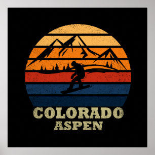 Aspen Colorado vintage snowboardåkare Poster