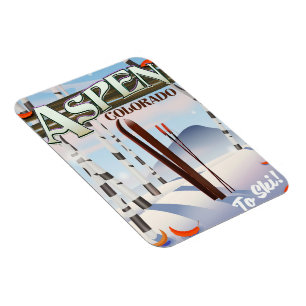 Aspen Colorado vintage stil ski poster. Magnet