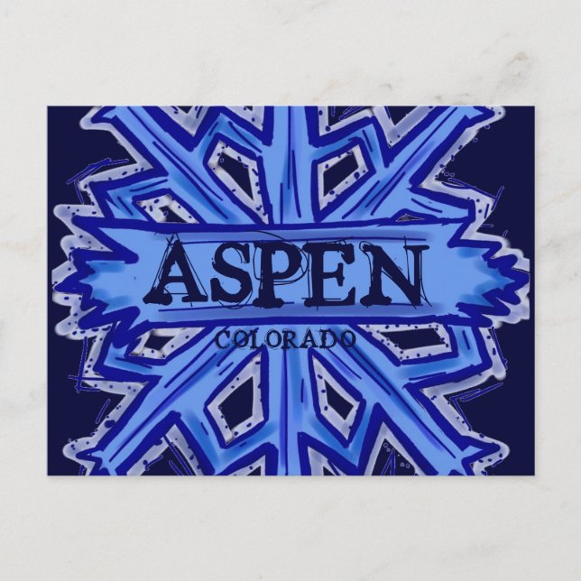 Aspen Colorado vinter snöflinga vykort (Framsida)