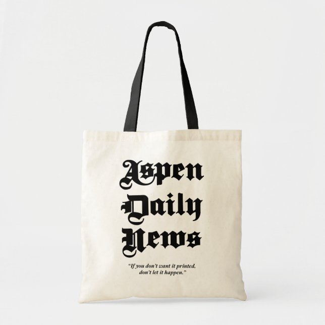 Aspen Daily News Canvas Tote Bag med Black Handle Tygkasse (Framsidan)