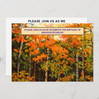 Aspen Glow Birthday Orange, Yellow, Green & Blue Inbjudningar