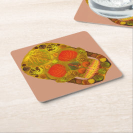 Aspen Leaf Dödskalle 12 Underlägg Papper Kvadrat
