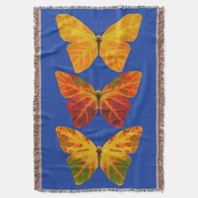 Aspen Löv Butterflies Filt (Framsidan Vertikal)