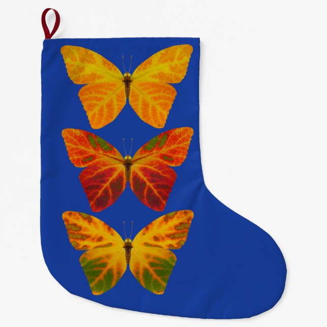 Aspen Löv Butterflies Stor Julstrumpa (Framsidan)