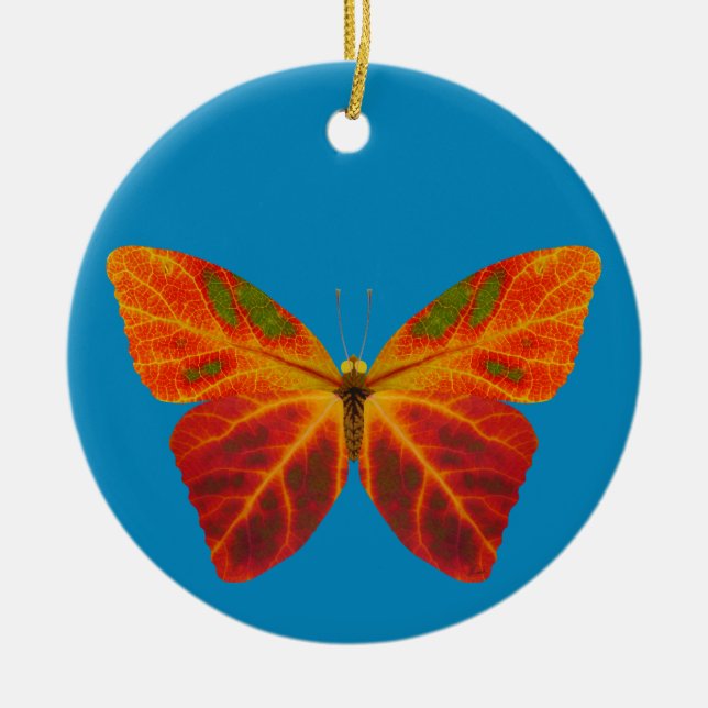 Aspen Löv Butterfly 2 Julgransprydnad Keramik (Framsidan)