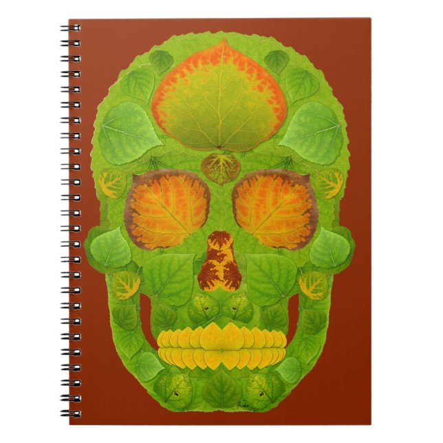 Aspen Löv Skull 10 Anteckningsbok Med Spiral (Framsidan)