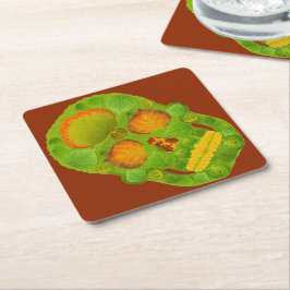 Aspen Löv Skull 10 Underlägg Papper Kvadrat