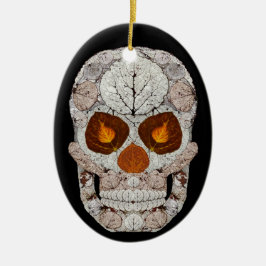 Aspen Löv Skull 11 Oval Ceramic Ornament
