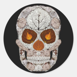 Aspen Löv Skull 11 Runt Klistermärke