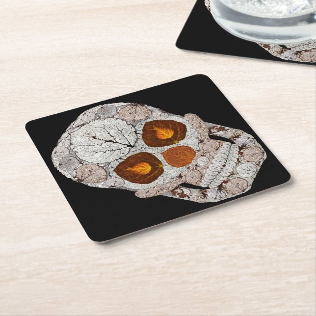 Aspen Löv Skull 11 Underlägg Papper Kvadrat (Vinklad)