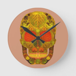 Aspen Löv Skull 12 Rund Klocka
