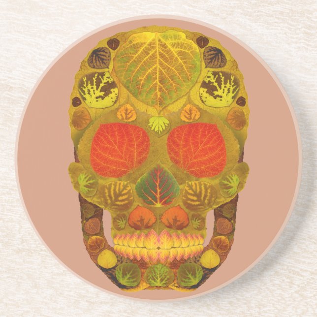 Aspen Löv Skull 12 Underlägg Sandsten (Framsidan)