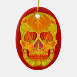 Aspen Löv Skull 13 Julgransprydnad Keramik