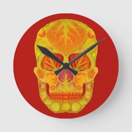 Aspen Löv Skull 13 Rund Klocka