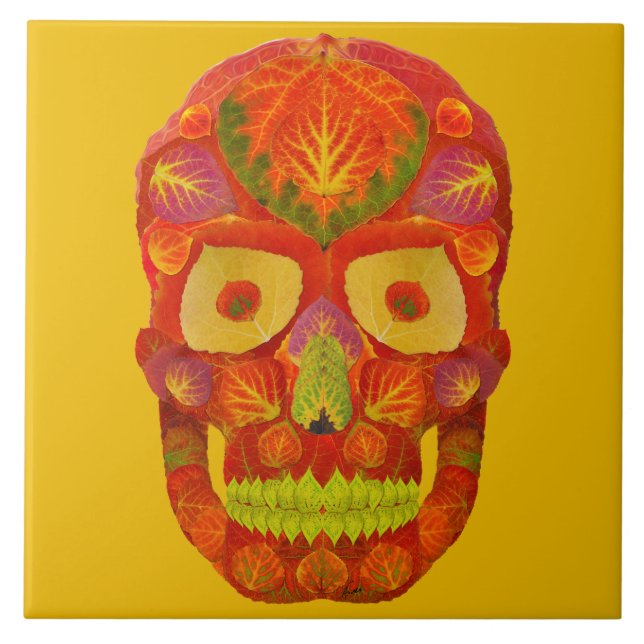 Aspen Löv Skull 16 Kakelplatta (Framsidan)