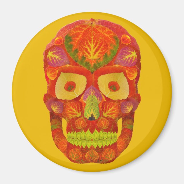 Aspen Löv Skull 16 Magnet (Framsidan)