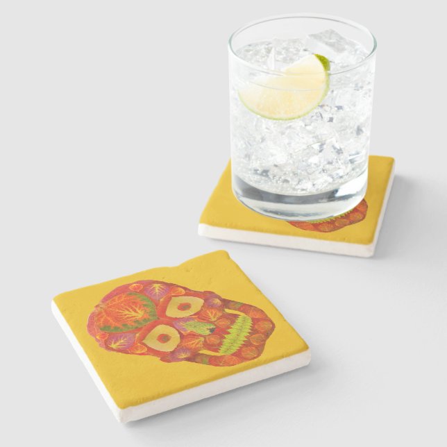 Aspen Löv Skull 16 Stenunderlägg (Sidan)