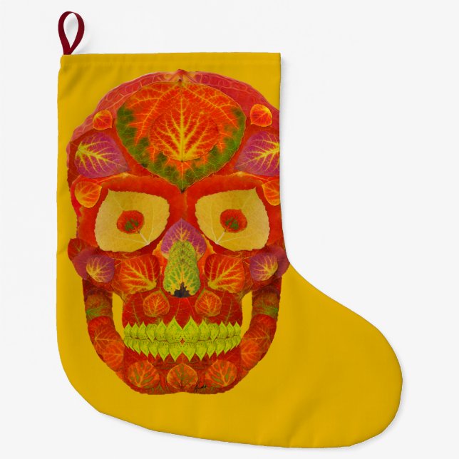 Aspen Löv Skull 16 Stor Julstrumpa (Framsidan)