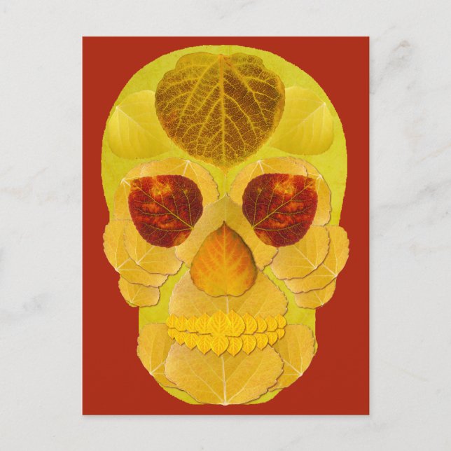 Aspen Löv Skull 1 Vykort (Framsida)